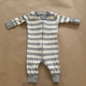Hanna Andersson Gray and Cream Striped Footie